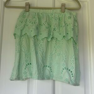 Young Fabulous & Broke Teal Caicos Eyelet Strapless Top